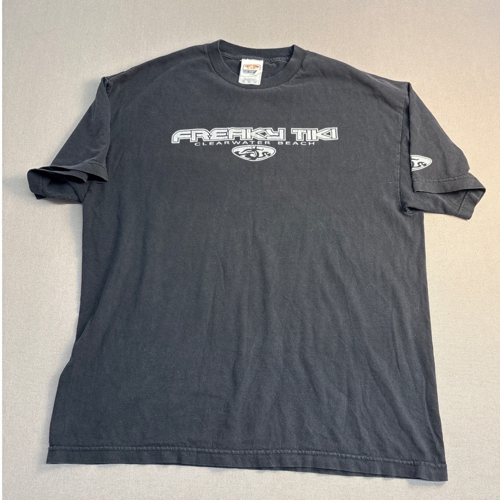 Freaky Tiki Surf Shack Clearwater Beach Graphic T-Shirt Black XL Mens